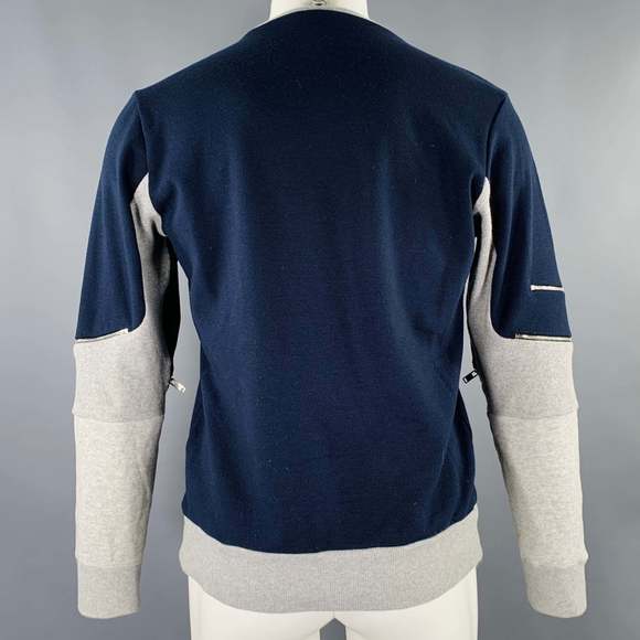 TIM COPPENS Navy Grey Mixed Fabrics Acrylic Blend Sweatshirt - Picture 4 of 7